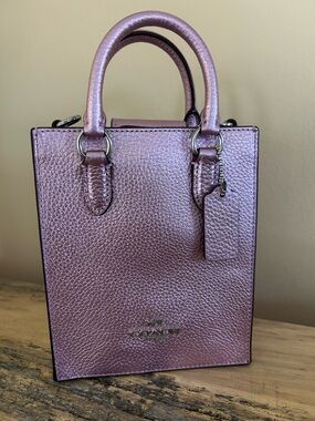 Coach Metallic Rose Leather South Mini Tote